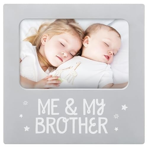 tiny ideas Me and My Brother Resim Çerçevesi, Kardeş Hatıra, İdeal Big Brother Hediyesi, Duş Hediyesi ve Cinsiyet Nötr Çocuk Odası Dekoru, Gri