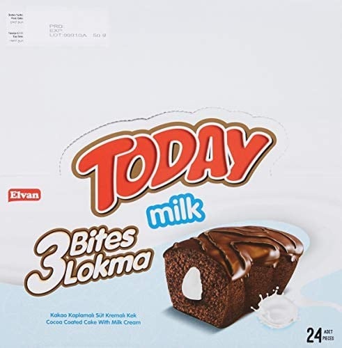Today 3 Bites Sütlü Kek 40 Gr. 24 Adet (1 Kutu)