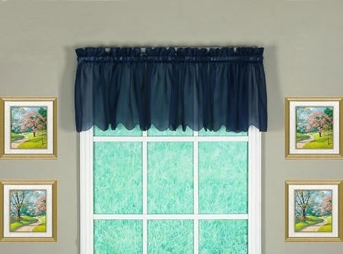 Today's Curtain Emelia Orijinal Vual Valance 35,56 cm, Lacivert, 152,4 cm G x 35,56 cm U