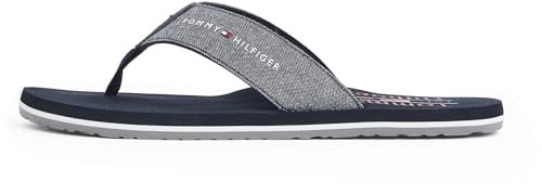 TOMMY HILFIGER TOMMY HILFIGER Erkek Marka Logolu Eva Dış Tabanlı Eva Kontorlu Tabanlık Termoplastik Kauçuk Karışımlı Saya Lacivert Terlik FM0FM05570 DW5