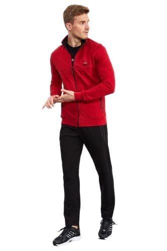 TOMMY LIFE TOMMYLIFE Gri Melanj - Siyah Dik Yaka Fermuarlı Standart Kalıp Klasik Paça Eşofman Takımı, 85152