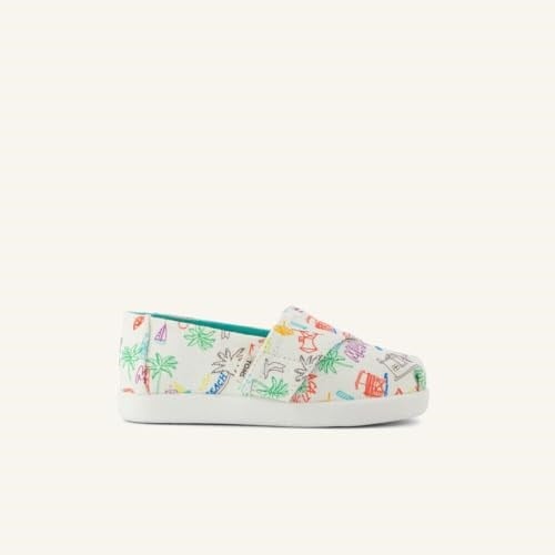 TOMS Kadın Espadril 10022107 Toms Alpargata Classic Sketchbook Print Marshmallow White, 28.5 EU, numeric_28_point_5