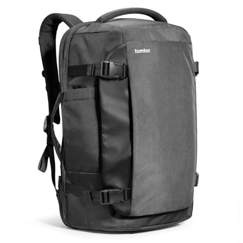 tomtoc 28-40L Seyahat Sırt Çantası, TSA Uyumlu Kabin Bagajı, Su Geçirmez, Hafif, Dayanıklı, Laptop, İş, Günlük, Hafta Sonu ve Seyahat Kullanımı, Weekender, Business, Hafif Backpack