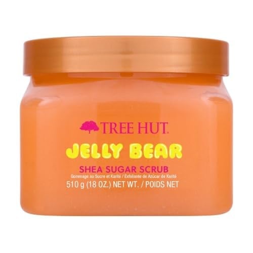 Tree Hut Jelly Bear Shea Şeker Ovma, Peeling, Nemlendirici ve Nemlendirici Vücut Ovma Shea Yağı ve Besleyici Uçucu Yağlar, Pürüzsüz ve Yumuşatılmış Cilt, 18 oz