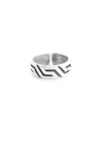 Trend Collection Antik Titan Desen Gümüş Kaplama Ayarlanabilir Yüzük