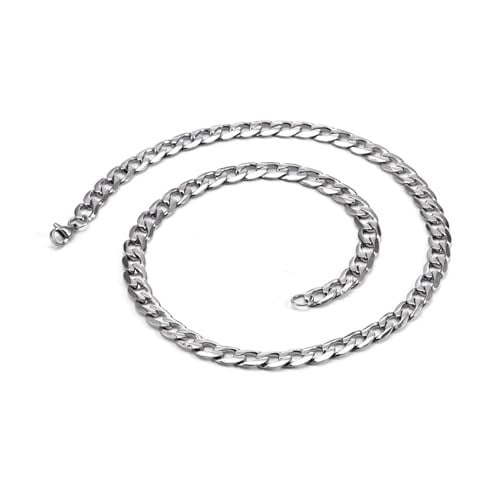 Trend Collection Cuban Gümüş 5mm Paslanmaz Çelik Zincir Erkek Kolye