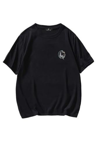 TrendSeninle Erkek Siyah T-shirt Chill Baskılı Oversize Tişört