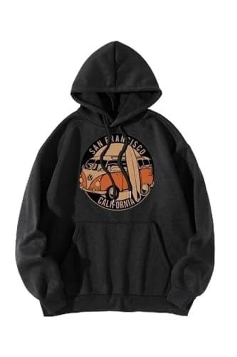 TrendSeninle Siyah San Fransısco Woswos Baskılı Kapüşonlu Oversize Sweatshirt