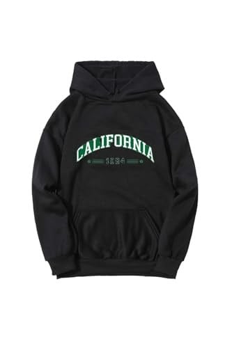 TrendSeninle Unisex Siyah California 1984 Baskılı Oversize Sweatshirt