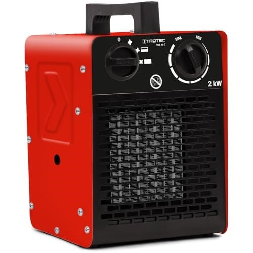 TROTEC Seramik ısıtıcı elektrikli ısıtıcı TDS 10 C 2.000 Watt'a kadar çok kademeli sıcaklık ayarı dahil (2 kW) termostatlı inşaat ısıtıcısı