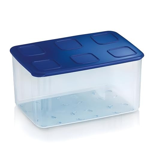 Tupperware Şeffaf ve Taze 2,5 L Şeffaf Mavi Koyu Mavi Buzdolabı Sistemi Taze Sistem Konteyner Kapaklı Dikdörtgen