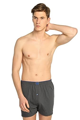 Tutku İç Giyim Pamuklu Penye Düğmeli Erkek Boxer 3 Lü Paket (Füme, 2XL)