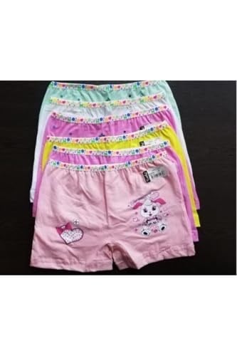 Tutku Kız Çocuk Boxer Külotu, 12 Adet, Baskılı, Karışık Renkler, 9-11 Yaş