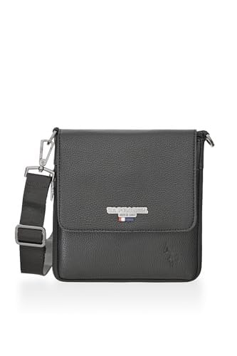 U.S. POLO ASSN. Plevr 9508 Us Siyah Suni Deri Unisex Postacı Çanta Siyah