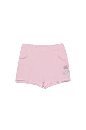 Uçuk pembe Kız Çocuk İki İplik Fil Baskılı Şort