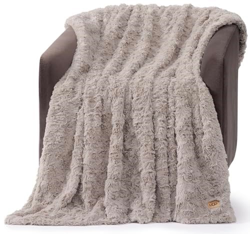 UGG 10484 Adalee Yumuşak Suni Kürk Ters Çevrilebilir Vurgu Büyük Boy Battaniye Kabarık Bulanık Lüks Rahat Otel Tarzı Lüks Yumuşak Boho Ev Dekoru Yatak ve Ot - Seçenekler: Full/Queen, King, Throw, Twin