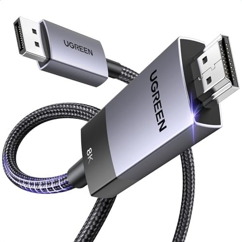UGREEN 8K 60Hz Displayport 1.4 to HDMI 2.1 Örgülü Kablo, 2m, 80397