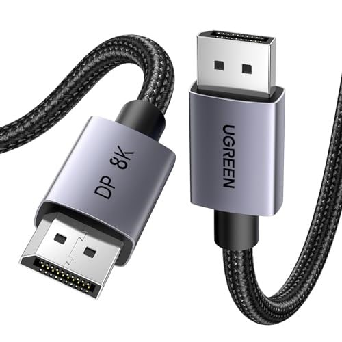 UGREEN 8K Displayport kablosu 1.4 8K 60Hz 4K 240Hz, VESA sertifikalı, PC, HDTV, monitör, grafik kartı için HDR, FreeSync, G-Sync, DSC 1.2, HDCP 2.2 ile uyumlu alüminyum DP kablosu 32,4 Gbps (3M) | 8K@
