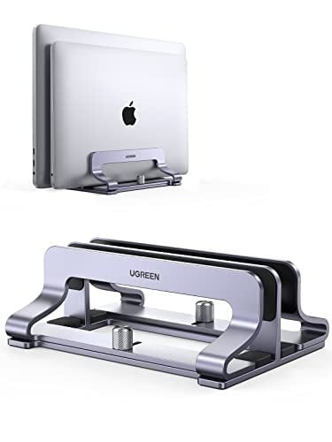 UGREEN Masa için Dikey Dizüstü Bilgisayar Standı Çift Yuvalı Dizüstü Bilgisayar Standı Tutucu Ayarlanabilir Dock Alüminyum Masaüstü Standı MacBook Air Pro, Microsoft Surface Laptop 4, LG Gram 17 ile