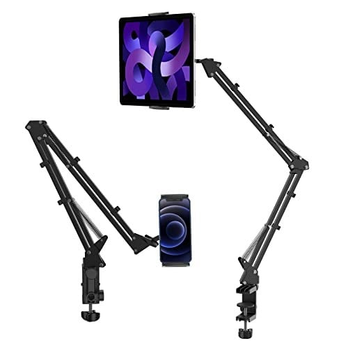 ULANZI Masa için T2 Ayarlanabilir Tablet Tutucu, Yatak için Karbon Çelik Tablet Telefon Standı, Esnek Tablet Kol Kelepçesi iPhone 15 Pro iPad Kindle Galaxy Tab 4.6-12.9 İnç Cihazlarla Uyumlu