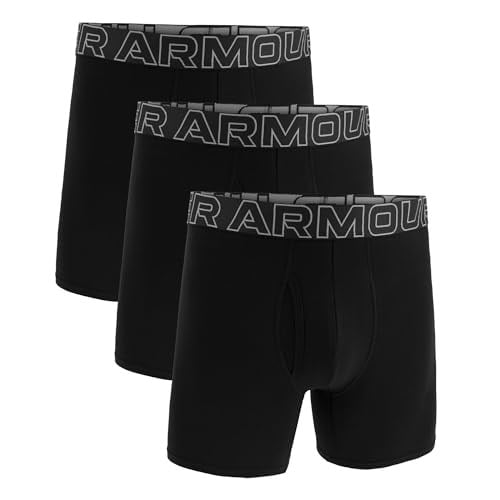 Under Armour Erkek Performans Pamuk 6 inç 3'lü Paket Düz Boxer Külot Boxer Şort Erkek
