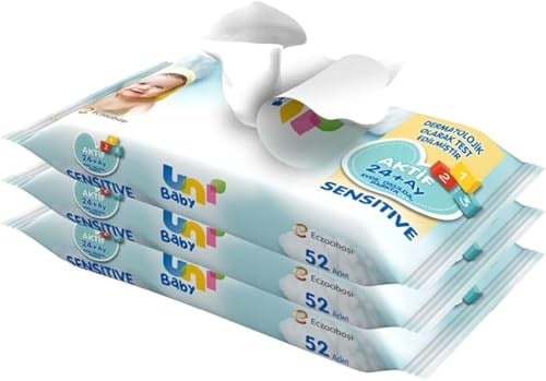 Uni Baby Aktif Sensitive Islak Mendil 3x52 156 Yaprak - Seçenekler: 3*52 Yaprak, 3*52 Yaprak 2li paket