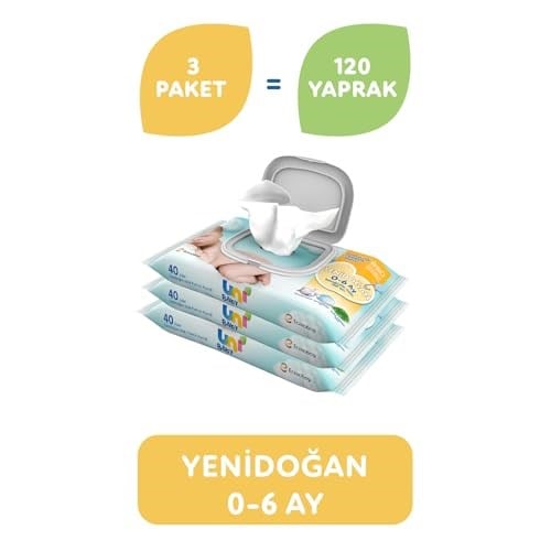 Uni Baby Yenidoğan Islak Mendil 3*40 Yaprak