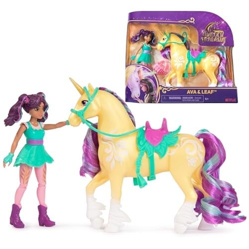 Unicorn Academy AVA ve Tek Boynuzlu At Leaf seti – Sevilen Netflix dizisinden yaklaşık 12 cm orijinal figürler,4 yaş+ için
