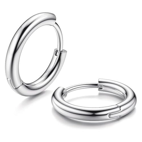 Unisex Cerrahi Çelik Gümüş Renk 12 mm Halka Küpe