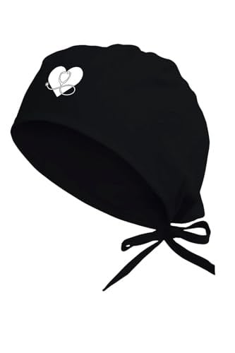 Unisex Siyah Kalp Steteskop Temalı Bandana