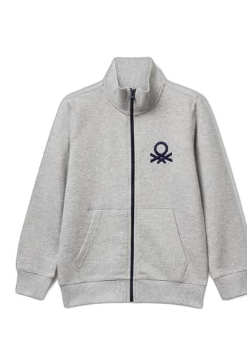 United Colors of Benetton Erkek Çocuk Logolu Sweatshirt Sweatshirt, Gri Melanj, 7-8 Yaş