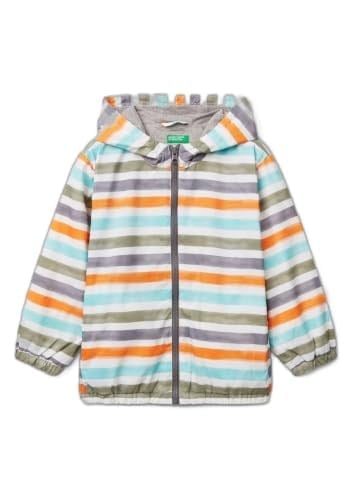 United Colors of Benetton Erkek Çocuk Renkli Mix Tamamı Desenli Beli Lastikli Kapüşonlu Yağmurluk