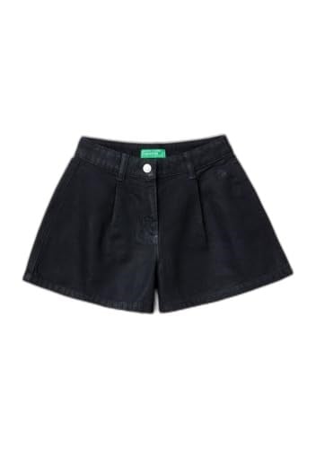 United Colors of Benetton Kız Çocuk Gümüş Önü Logo Detaylı 2 Pileli Kullanılmış Efektli Bermuda Şort