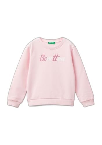 United Colors of Benetton Önü Simli Logo Baskılı Normal Kesim Bisiklet Yaka Sweatshirt Sweatshirt Kız çocuk