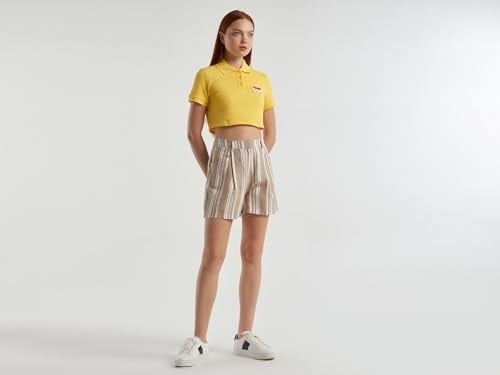 United Colors of Benetton Yarım Logolu Crop Polo T-Shirt Kadın