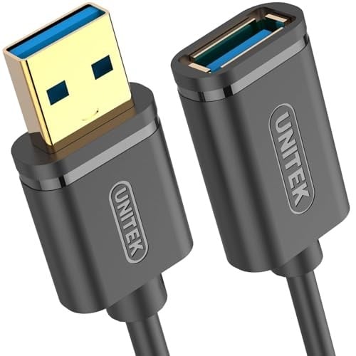 UNITEK USB 3.0 A Fiş USB A Jak/Uzatma Kablosu / 2 Metre, Siyah/Uzatma Yazıcı, Klavye, Kart Okuyucu vs. için/Y-C459GBK