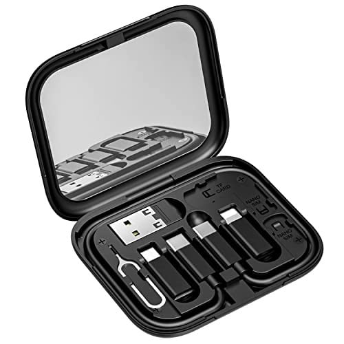 USB C adaptör seti – 60 W çoklu şarj adaptörü kablo Gadget USB-A, Micro,Light- Ning seyahat için USB kablosu kart saklama kutusu cep telefonları, kameralar ve daha fazlası için