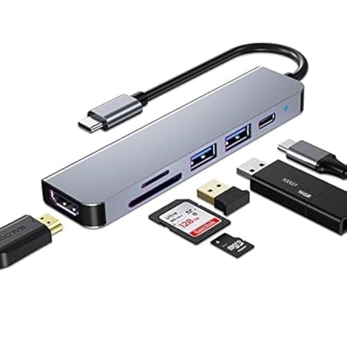 USB C HUB, MacBook Pro ve Hava Aksesuarları için Çoklu Bağlantı Noktalı USB C Adaptörü, 4K HDMI, USB 3.0, SD/TF Kart Okuyucu, 100W PD Dizüstü Bilgisayar ve Diğer C Tipi Cihazlar için Uyumlu