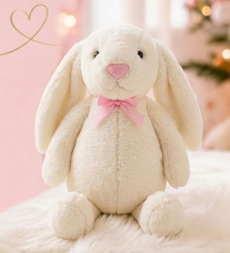Uyku Arkadaşım PAPYONLU Uzun Kulak Bunny Peluş Tavşan 65 cm Beyaz