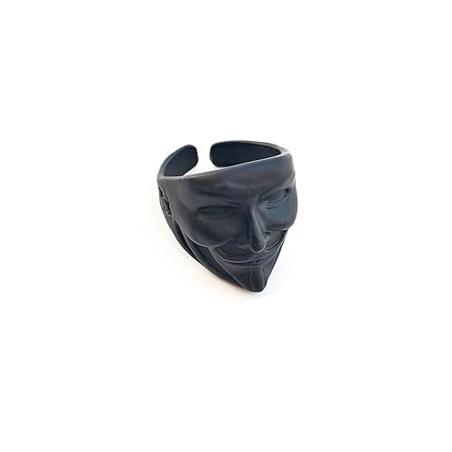 V For Vendetta Maske Model Ayarlanabilir Siyah Erkek Yüzük