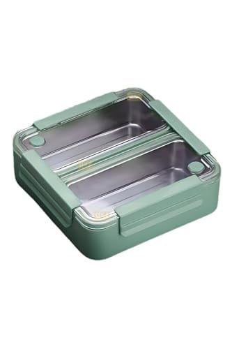 Vagonlife Bento 1100ml Lunchbox Tek Katlı 2 Bölmeli Paslanmaz Çelik Sefer Tası Yemek Kutusu (Yeşil)