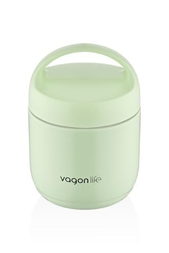 Vagonlife Bento 1200ml Lunchbox 1 Kaseli 4-6 Saat Sıcak/Soğuk Termos Özellikli Çelik Sefer Tası Yemek Kutusu (Yeşil)