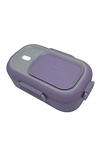 Vagonlife Bento 550ml Lunchbox Tek Katlı Çelik Sefer Tası Yemek Kutusu (Mor-Gri)