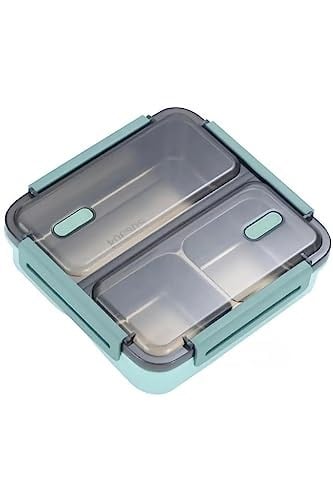 Vagonlife Bento 950ml Lunchbox Tek Katlı 3 Bölmeli Çelik Sefer Tası Yemek Kutusu (Koyu Yeşil)