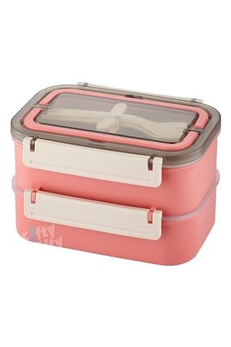 Vagonlife Bento Lunch Box 1600 ML 2 Kat Yeni Nesil Sefer Tası Paslanmaz Çelik -FFLBOX2221 (Pembe)
