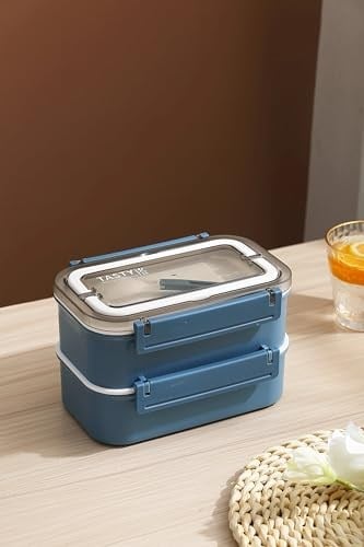Vagonlife Çift Katmanlı Paslanmaz Çelik Beslenme Kabı-1600 ml Beslenme Kutusu (Mavi)