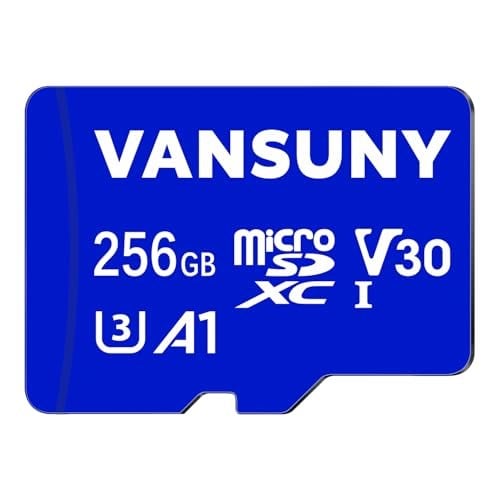 Vansuny Micro SD kartı 256 GB hafıza kartı Micro SD 256 GB SD adaptörlü, 100 MB/sn'ye kadar okuma hızı (UHS-I, U3, A1, V30, C10, 4K UHD microSDXC)