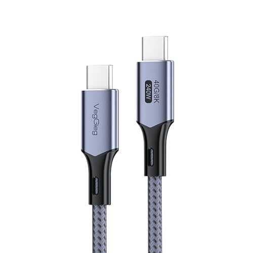 Veggieg USB 4.0 E-Mark 240W 40Gbps Thunderbolt 4 8K 60Hz Type-C Görüntü Hızlı Şarj ve Data Kablosu 1 Metre - Seçenekler: 1 Metre, 0.5 Metre, 2 Metre