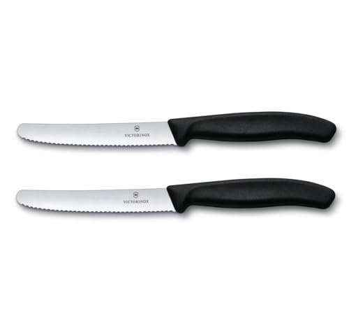 Victorinox Mutfak bıçağı seti, 2 adet (11 cm, ekstra keskin dalgalı kesim, sofra bıçağı, ergonomik sap, bulaşık makinesinde yıkanabilir)