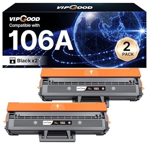 VIPGOOD HP 106A W1106A ile Uyumlu Çipli Toner Kartuşları 107w 107w 107a 107r MFP 137fnw 137fwg 135a 135r 135w 135wg için (Siyah, 2-Paket)